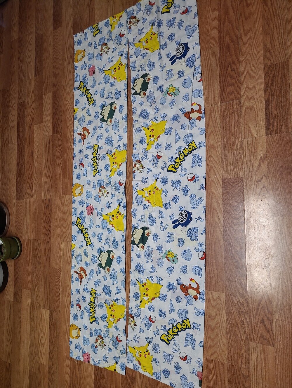 Vintage 1998 Pokemon Window Valance Curtains Pair Pikachu Snorlax Nintendo 83x17